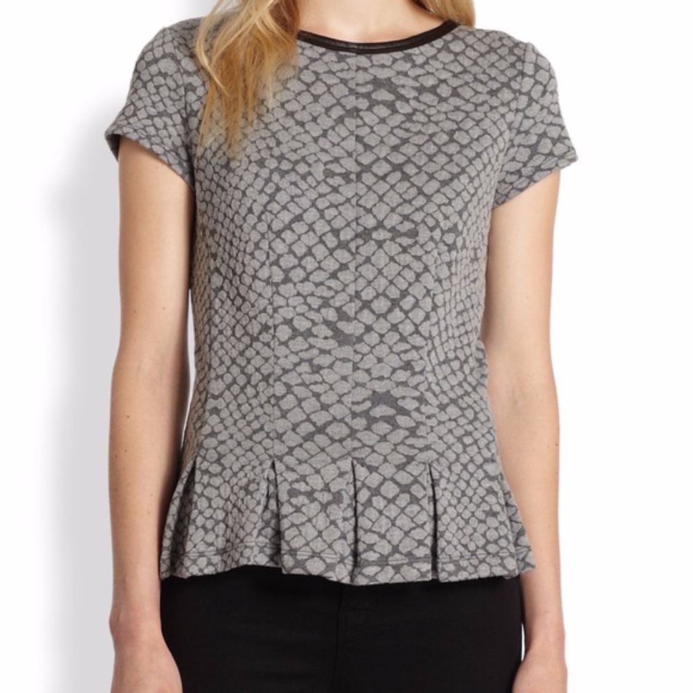 Rebecca Taylor Short Sleeve Knit Peplum Top